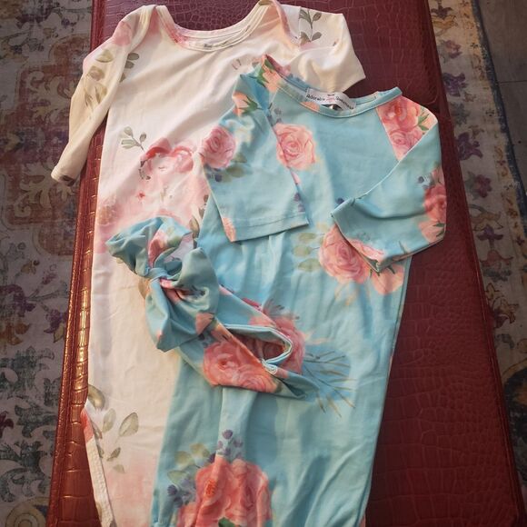 Lot of 2 NWOT Newborn Floral Gowns w/ Headband SZ NB Welcome Party/Portraits - Picture 1 of 3